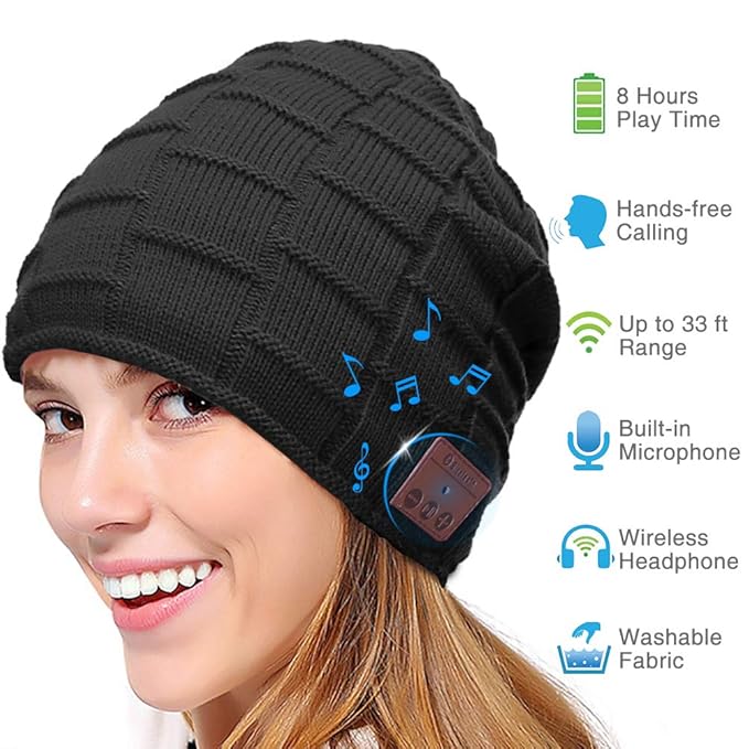 Bluetooth Beanie Hat Smart Wireless Music Beanie For Men And Women Cashmere Warm Ski Music Hat Knit Gift Cap With Earphones For Winter Cycling