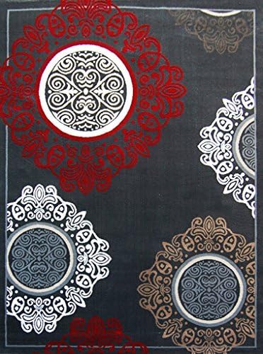 World rew 101-080 Mat-Modern Contemporary Rug with Extra Thick Polypropylene Grey/Velvet Red 80 x 140 cm by MONDIAL TAPIS