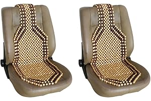 HomDSim 2X Natural Wood Beaded Auto Car Seat Bead Cover,Front seat Natural Wooden Cool Refreshing Back Massaging Comfort Cushion Mat,Premium Quality Universal for Car Truck on Summer