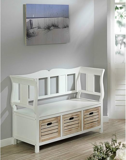 Sitzbank Lina Mit Ruckenlehne Landhaus Bank Weiss Shabby Chic Impress Exklusiv Amazon De Kuche Haushalt