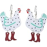 Cute Chicken Earrings for Women Fun Acrylic Animal Drop Earrings Funny Dangle Earring For Women Christams Birthday Gift
