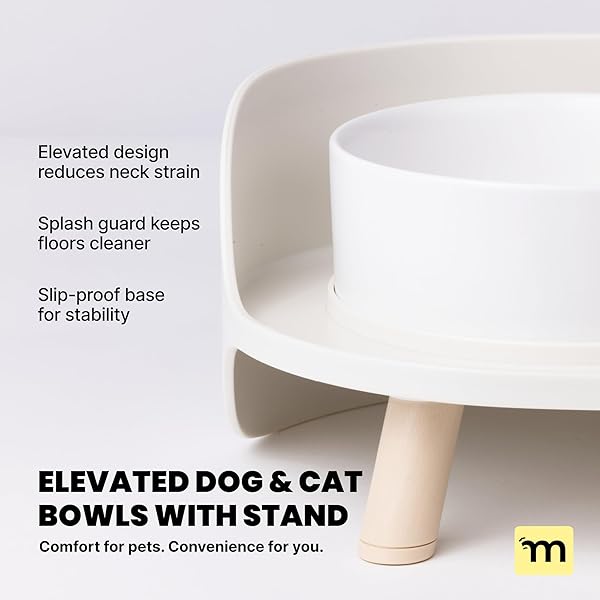 MALSIPREE ELEVATED DOG BOWLS – PUPPY ADOPTION GIFTS & CUTE PUPPY ACCESSORIES – 45° TILT FEEDING STATION WITH CERAMIC DISHES – FOOD AND BOWLS SET – DOG BIRTHDAY GIFTS FOR SMALL PETS – SAND BEIGE