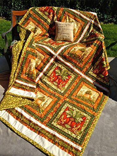 Orange Yellow Pineapples Green Palm Trees Leaves Queen Size Handmade Block Quilt
