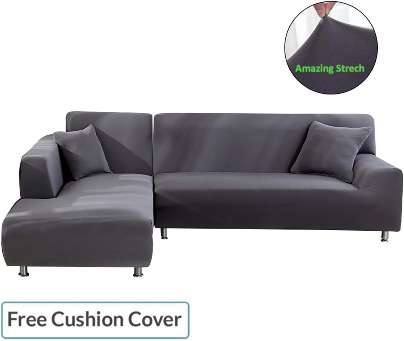 ANGELLOONG L-Shaped Sofa Slipcover for Sectional Couch, Stretch Furniture Protectors Covers, Durable Couch Cover for Kids Pets Living Room