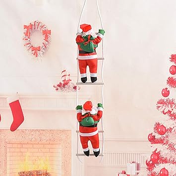 Amazon Co Jp ロープのはしごに登るクリスマスサンタクロースホームパーティーの装飾クリスマスツリー屋内屋外吊り飾りクリスマスクリスマスドア壁の装飾屋外装飾用 スポーツ アウトドア