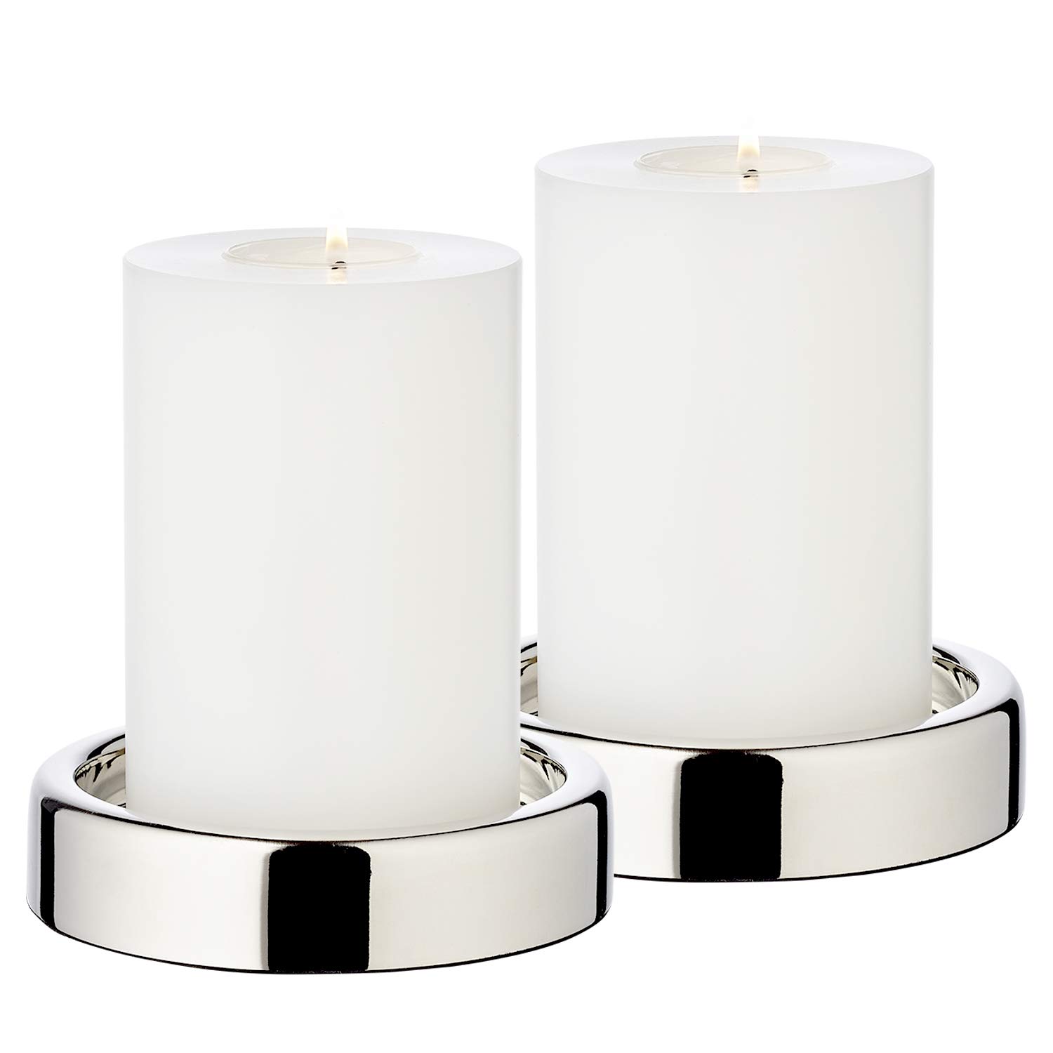 EDZARD Set of 2 candle holders/candle plates Sanremo, nickel plated, diameter 4 in, for pillar candles, perfect for tealight candles Cornelius