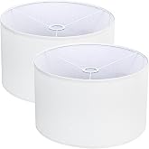 White Drum Lamp Shades Set of 2 16" Top x 16" Bottom x 10" High, Large Linen Lampshades for Table Lamps &amp; Floor Lamps, Cylindrical Lamp Shade Replacement with 3 Adapter Rings, Easy to Assemble