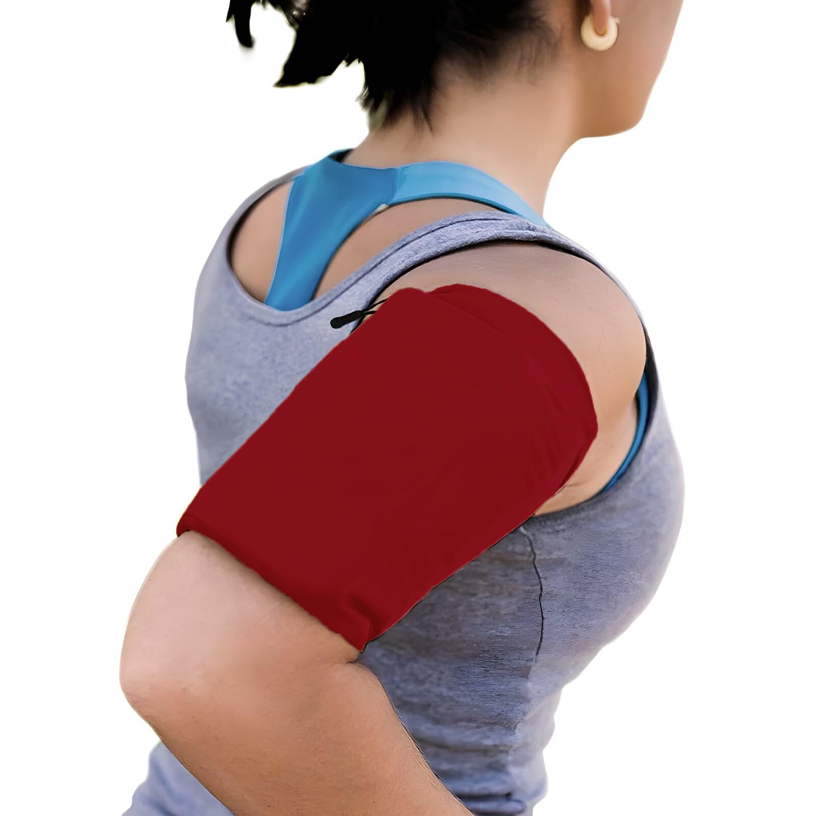 MMOBIEL Phone Holder for Running Stretchable - Size XL - Armband 15-19 in. Arm Circumference - Sports Armband Phone Holder with Zip for Running, Cycling and Other Sports for All Phones - Dark Red