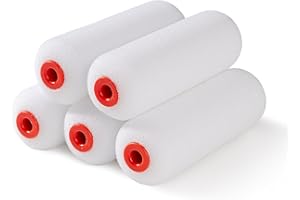 Mister Rui 4 Inch Foam Roller Covers 5-Pack, 30kg/m³ Medium Density - Washable & Reusable for Smooth Finish on Furniture, Cabinets, DIY Projects