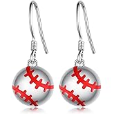 Baseball Earrings for Women 925 Sterling Silver Baseball Dangling Earrings Sports Earrings Baseball Jewelry for Women