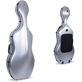 Crossrock Poly Carbon Cello Case for 4/4 Full-Size | Matte Silver Finish, Wheels, Lightweight &amp; Durable &ndash; Best for School Orchestra &amp; Student Musicians