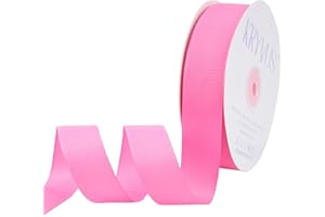 Kryvus Hot Pink Ribbon, Grosgrain Ribbon 1 Inch x Continuous 50 Yards, Hot Pink Grosgrain Ribbon for Crafts, Gift Wrapping, Hair Accessories, Wedding Decor, Sewing and Bow Making