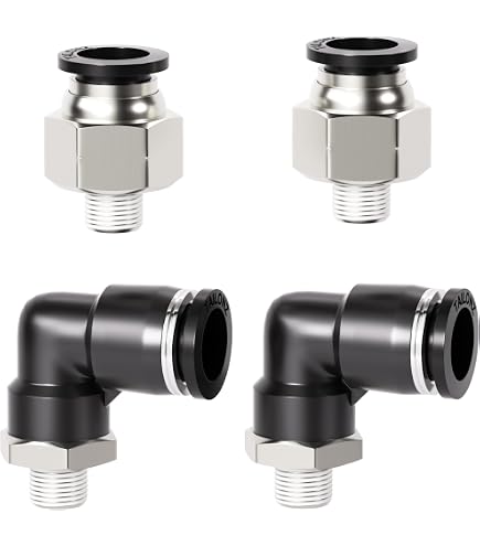 Newnessai 2-Pack 8mm OD Push-to-Connect Air Fittings – 1/2'' NPT Male Thread, Nylon & Stainless Steel, For Pneumatic Systems & Water Lines