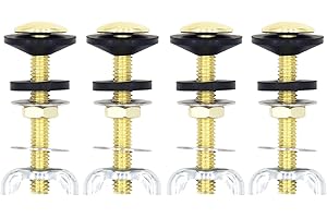 HYIJIAQI 4 Pack Toilet Tank to Bowl Bolt Kit, Brass Plated Heavy Duty Toilet Bolts Rustproof Bolt Stainless Steel Nut Washer with Double Rubber Washers for Toilet Tank Bolts (2.56 inch Bolts)