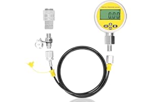 ZSUCC 10000PSI Digital Hydraulic Pressure Gauge Kit Manometer Tester for USA Brand Excavator, 1 Gauge 1 Hose 2 Couplings, 0.4% Accuracy, G1/4 Connector, 700BAR/70Mpa