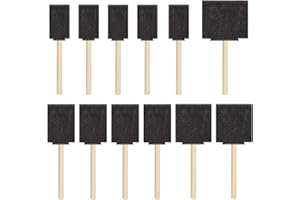 Swascoger 12 Pcs Black Foam Sponge Paint Brushes, Wood Handle Foam Paintbrush for Varnish, Staining, and Artistic Painting