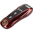 Jaronx Compatible with Porsche Key Fob Cover, Compatible with Porsche Cayenne Panamera Key Fob Cover 2018-2024, Compatible with Porsche Carrera Taycan Accessories 2020-2024 (Cherry Red-New)