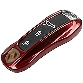 Jaronx Compatible with Porsche Key Fob Cover, Compatible with Porsche Cayenne Panamera Key Fob Cover 2018-2024, Compatible with Porsche Carrera Taycan Accessories 2020-2024 (Cherry Red-New)
