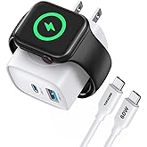 TOPADRE Charger for Apple Watch, USB C Charger Block, 3-in-1 20W Fast Charging, Portable Plug Travel Essential Charge for iWatch Ultra/SE/ 10/9/ 8/7/ 6, iPhone 16/16 Pro/ 15 Series, White