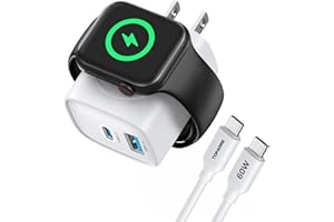 TOPADRE Charger for Apple Watch, USB C Charger Block, 3-in-1 20W Fast Charging, Portable Plug Travel Essential Charge for iWatch Ultra/SE/ 10/9/ 8/7/ 6, iPhone 16/16 Pro/ 15 Series, White