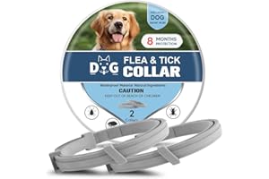 NJKPUYT Flea & Tick Collar for Dogs,Natural Dog Flea Collars,Adjustable Tick Collar for Dog,Lasts Up to 8 Months,Safe for Pets & Families,Easy to Use - 2P