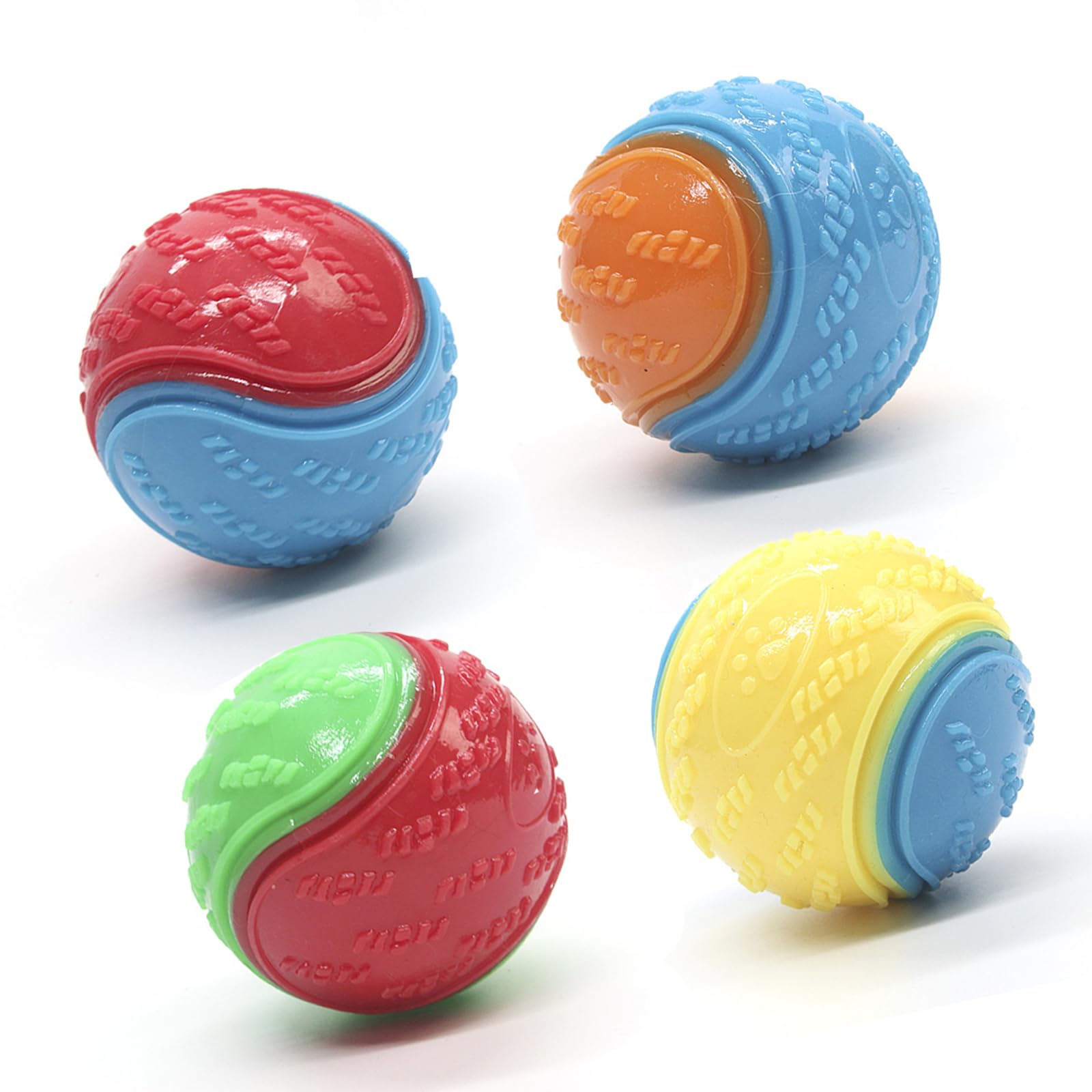 Irunfast 4Pcs Squeaky Dog Balls, Indestructible Dog Ball, Balls for Dogs Training, Teeth Cleaning Puppy Chew Toys