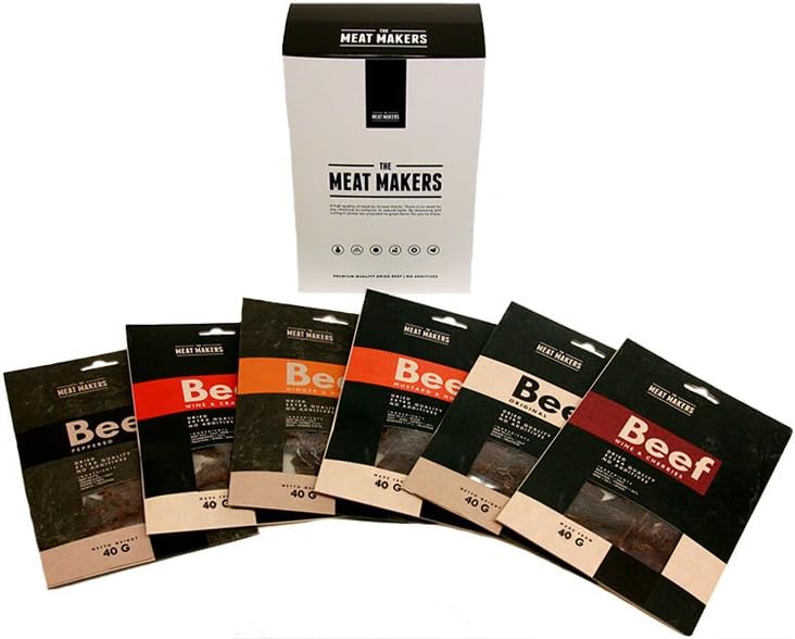 Assorted Pack of Gourmet Beef Jerky by The Meat Makers - 6 Flavours (6 x 40g)
