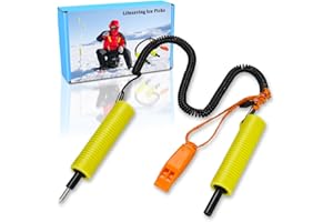 Huntury Retractable Ice Safety Pick for Ice Fishing, Ice Skating, Ice Safety Spikes, Ice Fishing Safety Kit, Ice Fishing Accessories