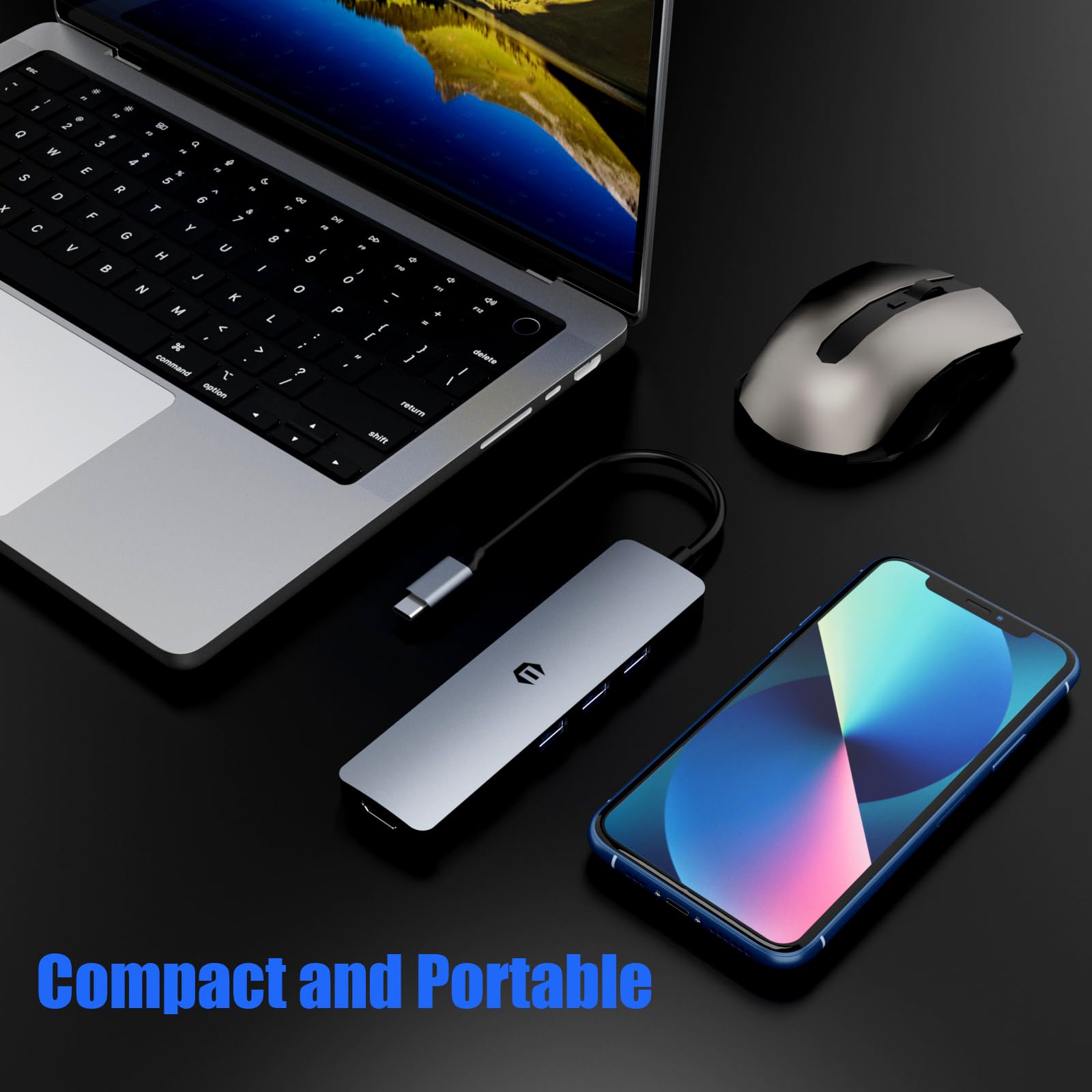 USB C HUB, TOTU 6 in 1 Docking Station USB C Adapter with 4K HDMI, 3 USB 3.0 Up to 5Gbps, SD&TF Card Slot, Compatible for USB C Laptops and Other Type C Devices