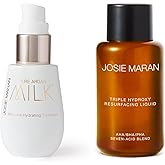 Josie Maran Pure Argan Milk Intensive Hydrating Treament & Triple Hydroxy Resurfacing Liquid Skin Care Set - Anti Aging Face Serum with Argan Oil & Exfoliating Toner with Gylcolic Acid (2 Pieces)
