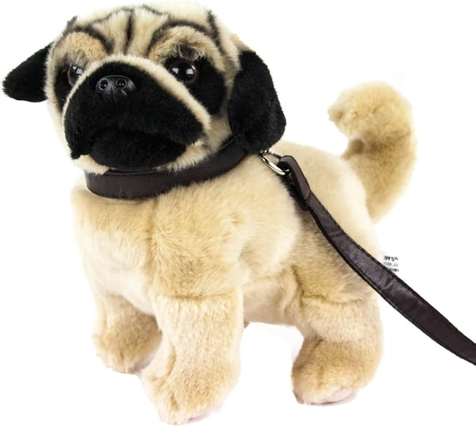 Teddys Rothenburg Kuscheltier Mops mit Leine 23 cm (mit Schwanz