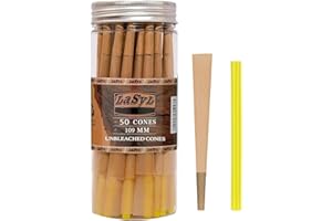 LaSyL Cones | Pre Rolled Cones (Classic) | 50 Pack King Size | Rolling Paper with Tips and Packing Tubes (4.3inch/109mm) | Bu