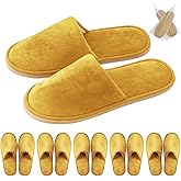 GONG GONG 2-6 Pairs Non Slip Disposable Slippers, Washable & Reusable, Closed Toe Crystal Velvet Slipper for Guest, Bathroom, House, Hotel, Party, SPA, Wedding