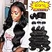 SAYAS Hair 10A Grade Human Virgin Hair Bundles With 4x4 Free Part Lace Closure Brazilian Body Wave Hair 3 Bundles 100g(3.5oz)/Bundle With 33g(1.2oz) Lace Closure (16 18 20+16) Inch Total 333g(11.7oz)