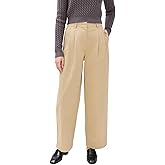 DUNST Women's Double Pleated Wide Chino Slacks