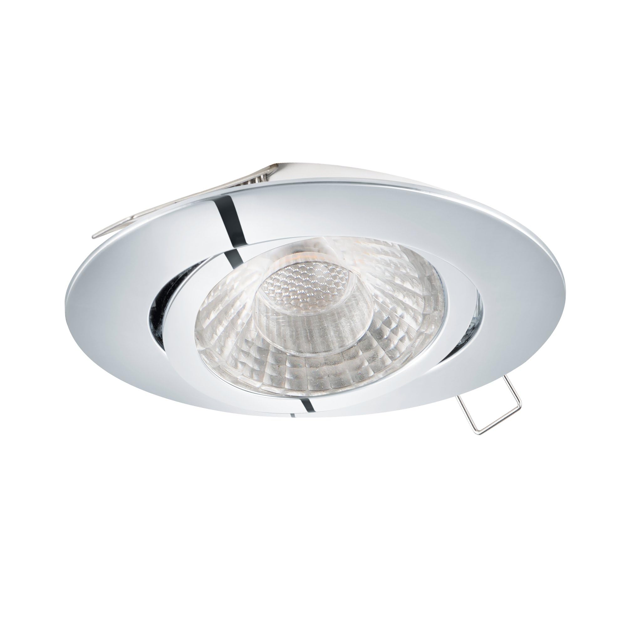 EGLO Tedo 1 Recessed Spotlight Cast Aluminium in Chrome, Recessed Light with GU10 Socket, LED Bulb Included, Flat, Swivel, Diameter 8 cm