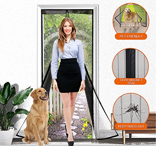 7TECH Magnetic Screen Door with Heavy Duty Mesh Curtain and Full Frame Velcro Fits Door Size up to 36"-82" Max- Black - Thumbnail 7
