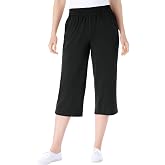 Woman Within Elastic-Waist Pull-On Knit Pocket Capri Pants | Women's Plus Size