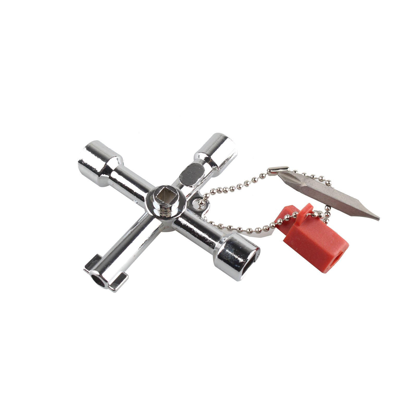 HALJIA 5 in 1 Universal Triangle Utility Key Screen Door Key Cross Elevator Switch Key Wrench with Batch Head