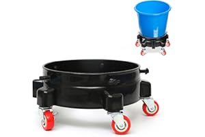 QOOWFEANIG Bucket-Gallon Rolling Stand with 5 Swivel Wheels | Heavy Duty Mobile Base with Glove & Sand Filter Net | Portable 