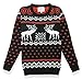 CHRISTMAS Sweater / Cardigan, with Various Lovely Patterns of Reindeer / Snowman / Snowflakes / Tree (L, Deer&Snowflake-Black)