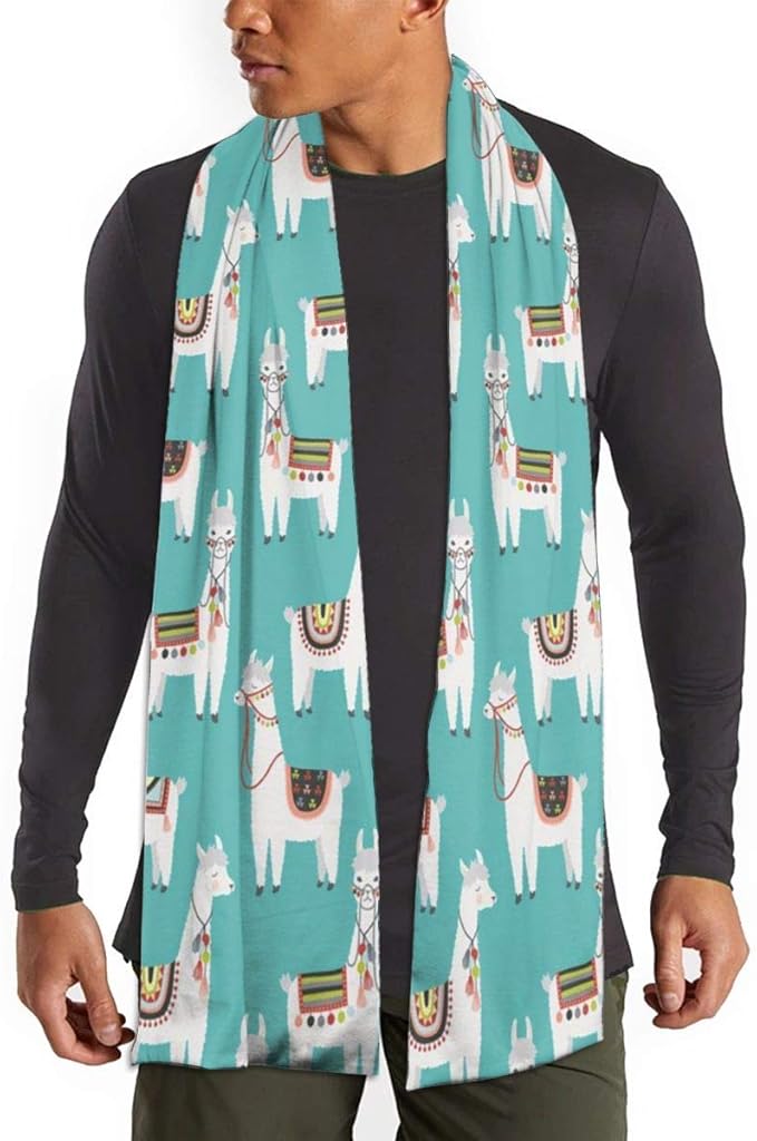 Peruvian Llama Mexican Alpaca Ethnic Blanket Scarf for Women Men