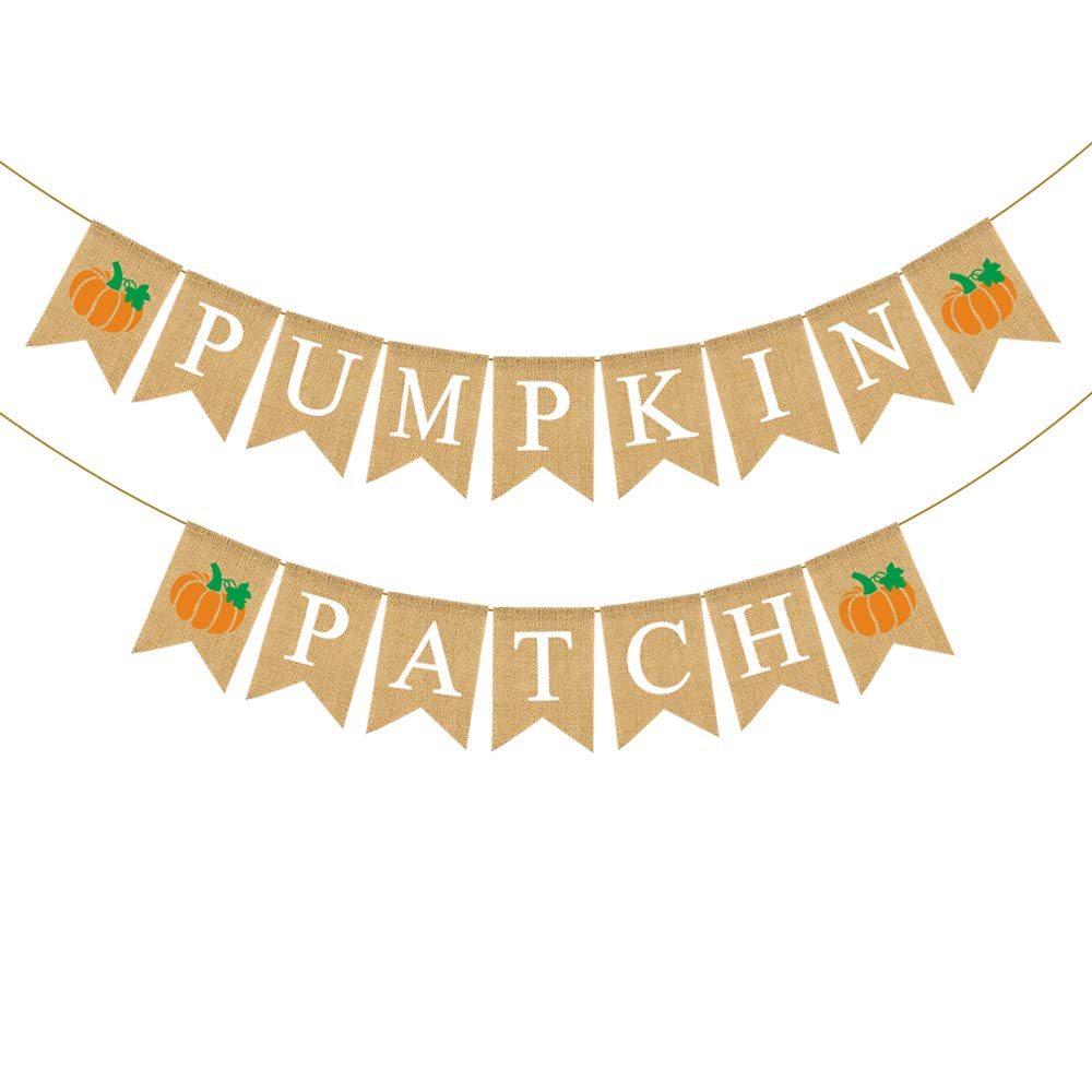 Jute Burlap Pumpkin Patch Banner Fall Autumn Theme Little Pumkin Birthday Party Garland Decoration