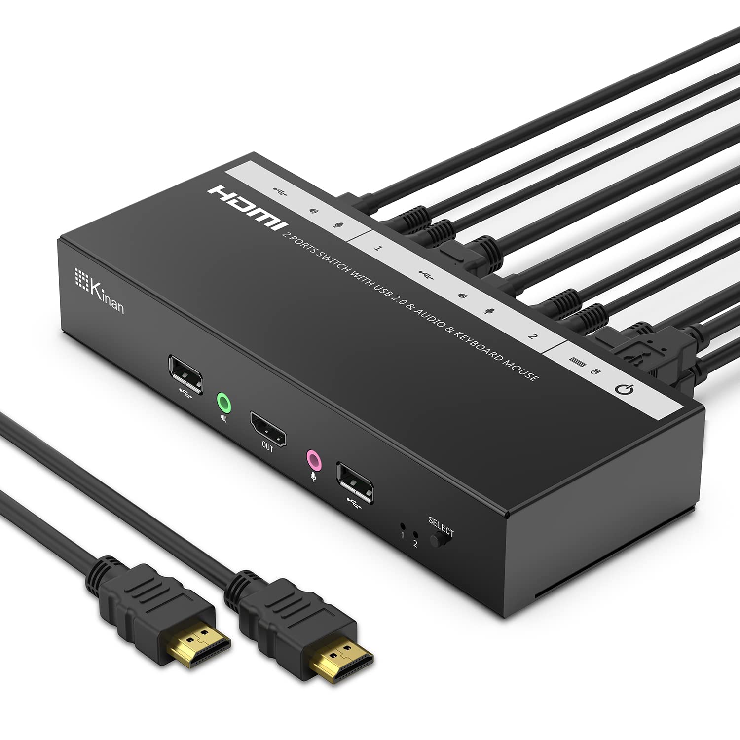 KVM Switch 1 Monitor 2 Computers 4K@60Hz USB 2.0 HDMI KVM Switch 2 Port for 2 Computers Share 1 Monitor Keyboard Mouse Hard Drives Printer Support Hotkey,Button Switching, EDID Emulation,USB Powered