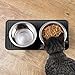 mDesign Premium Quality Square Pet Food and Water Bowl Feeding Mat for Dogs and Cats, Waterproof Non-Slip Durable Silicone Placemat - Food Safe - Small, Linelle Collection - Black