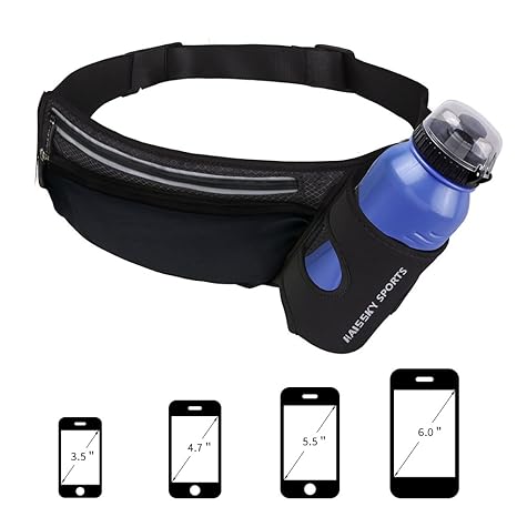1617 EU Gürteltasche Sport Wasserdichte Gürteltasche mit Trinkflasche Halter Handy Bauchtasche Running Gürtel Taille Tasche i