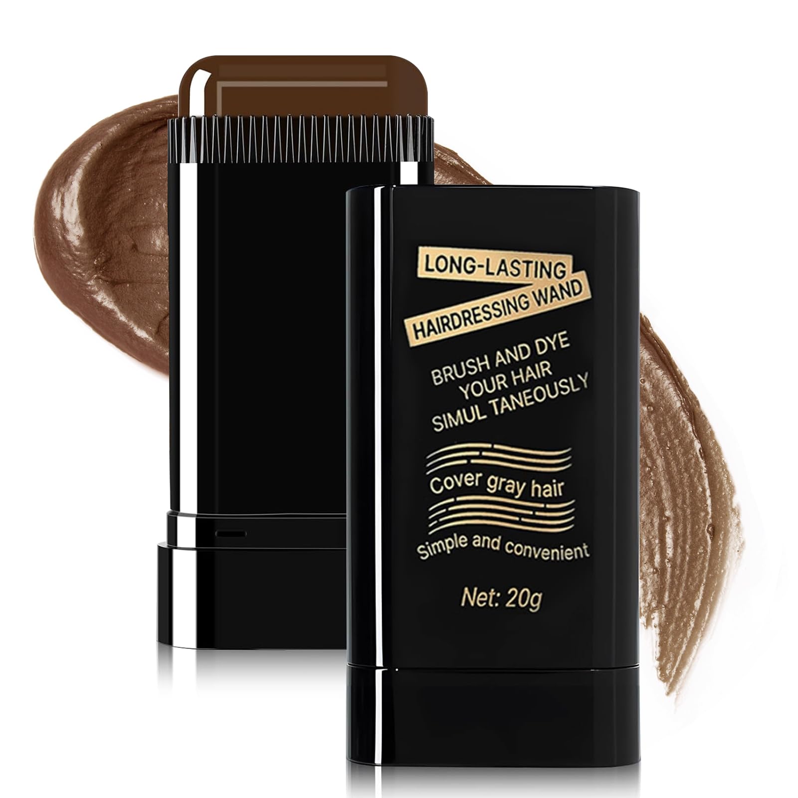 Photo 1 of 2-in-1 Instant Hair Color Stick & Comb, Portable Hair Dye Comb for Gray Hair Coverage, Waterproof and Sweat-Proof Hair Dye Comb for Women & Men, Quick Touch-Ups (02#Dark brown)