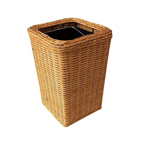 YC electronics Haushalt Uncovered Rattan Mülleimer, handgewebte Bambus Wohnzimmer Schlafzimmer Hotel Mülleimer (Color : Yello