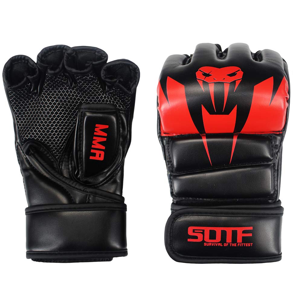 SOTF Punching Gloves for Adults MMA Training Glove Men Fight Boxing Gloves Open Fingers Women Red