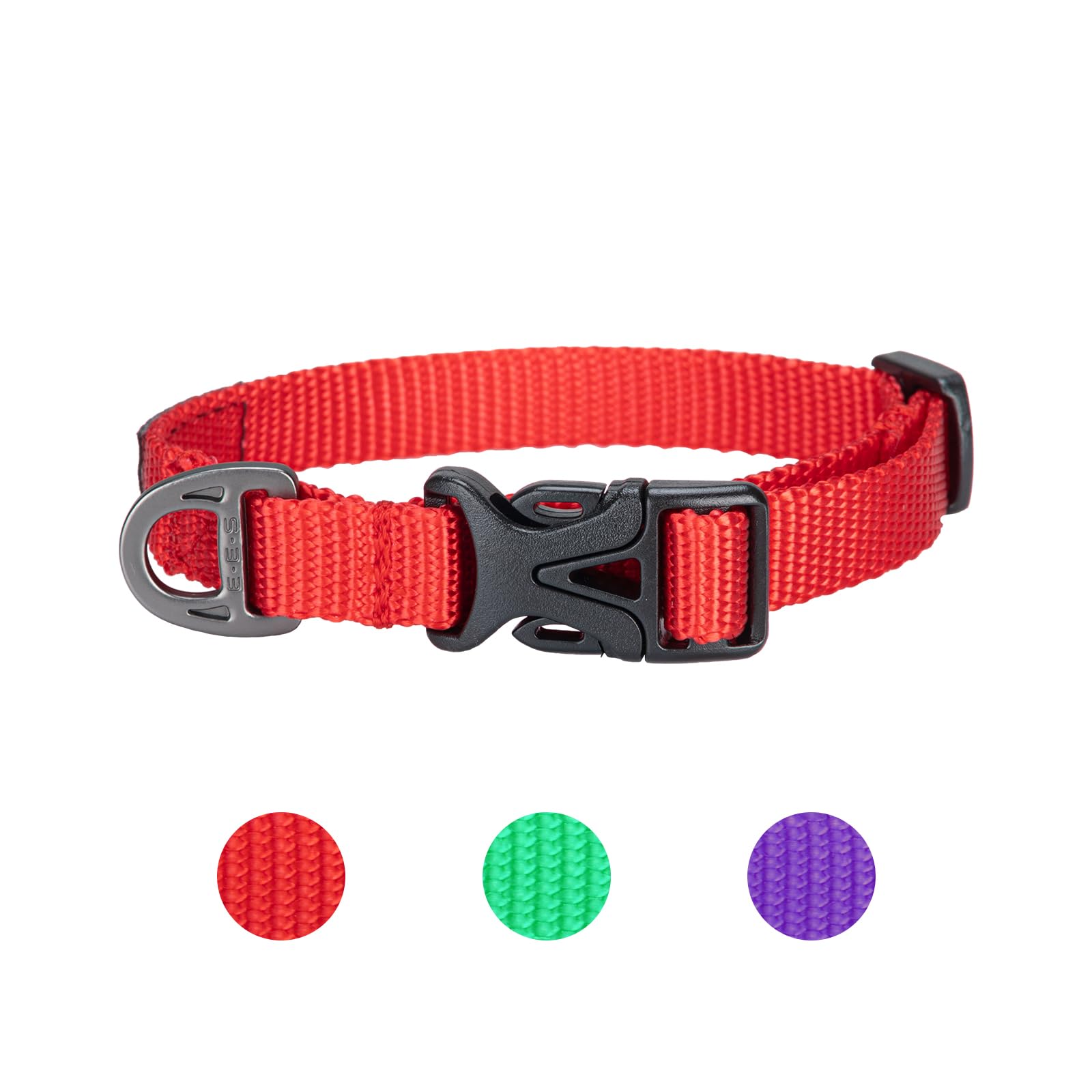 EXCELLENT ELITE SPANKER Classic Nylon Dog Collar Breathable Pet Collar with Buckle Adjustable for Small Dogs Cats Green Red Purple(RED) — image 1
